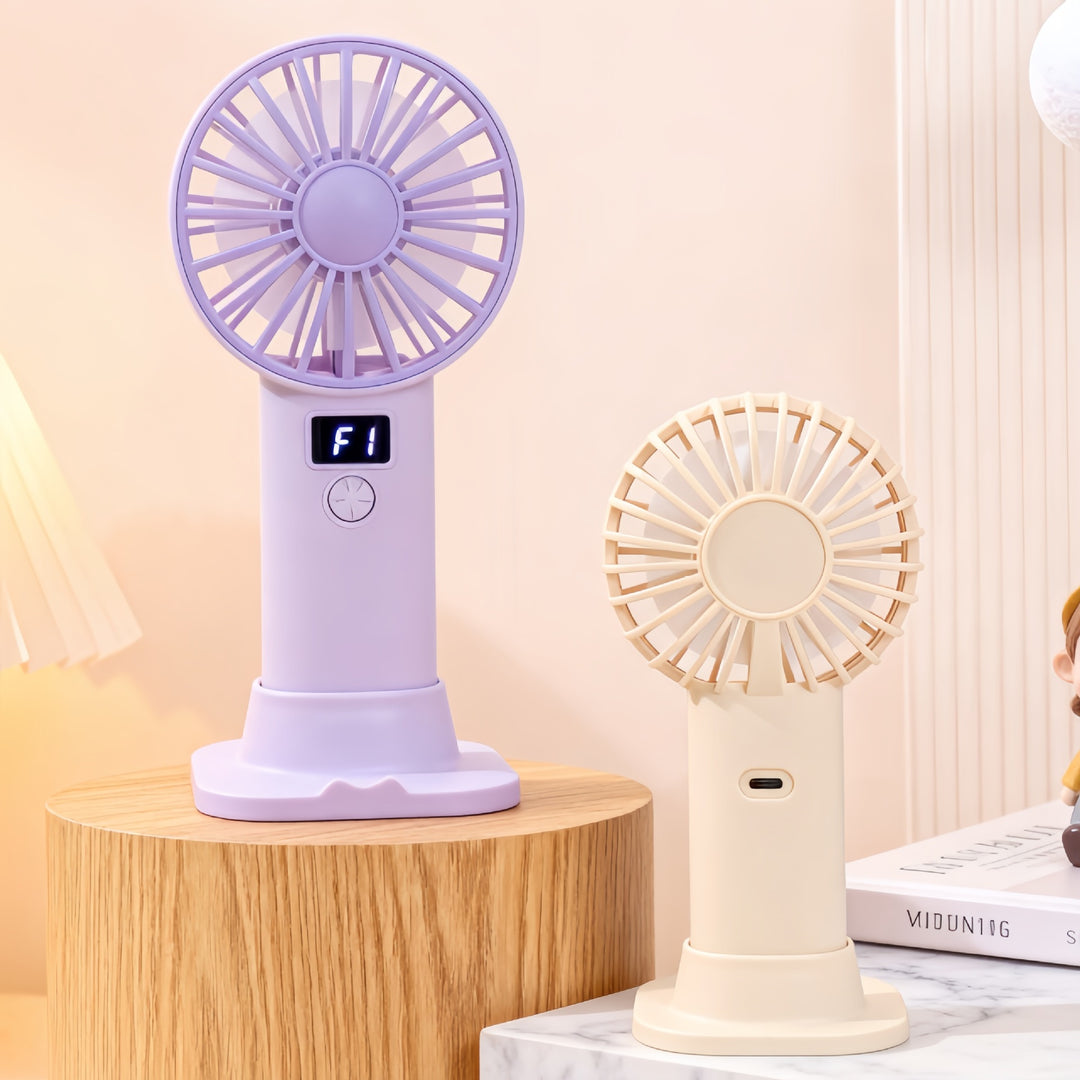 Women Portable Handheld Fan with Digital Speed Setting Stornfield