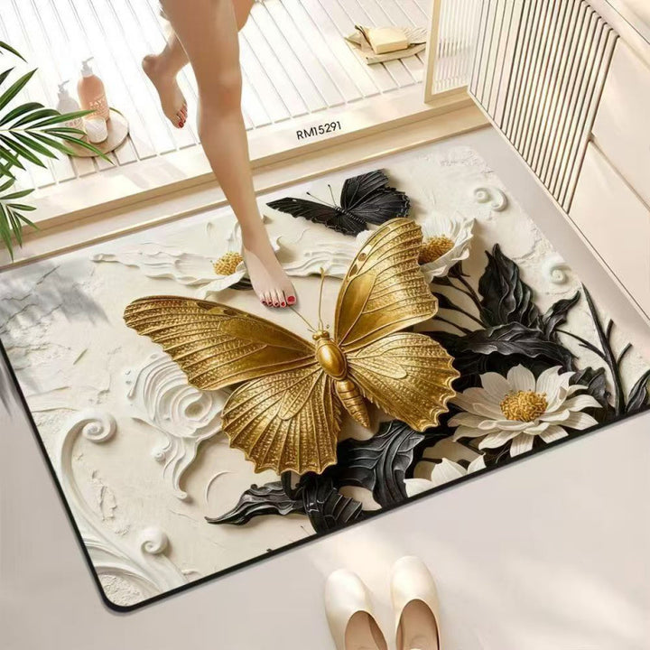 3D Butterfly Pattern Bath Mat