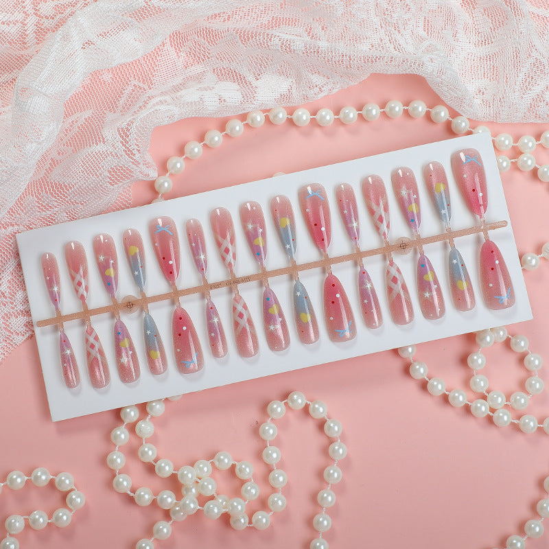 Artistic Press-On Nail Art Set with Creative Patterns