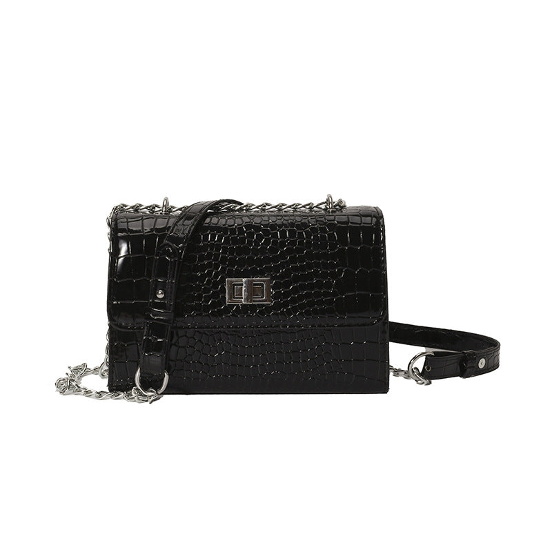 Croc-Embossed Structured Crossbody Handbag