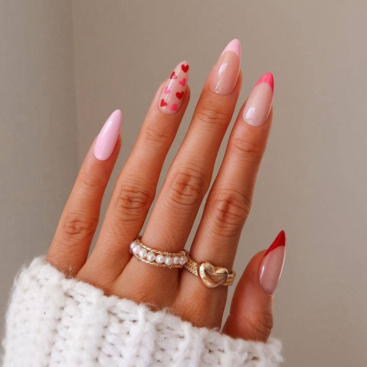 Artistic Heart Accent Press-On Nail Art Set