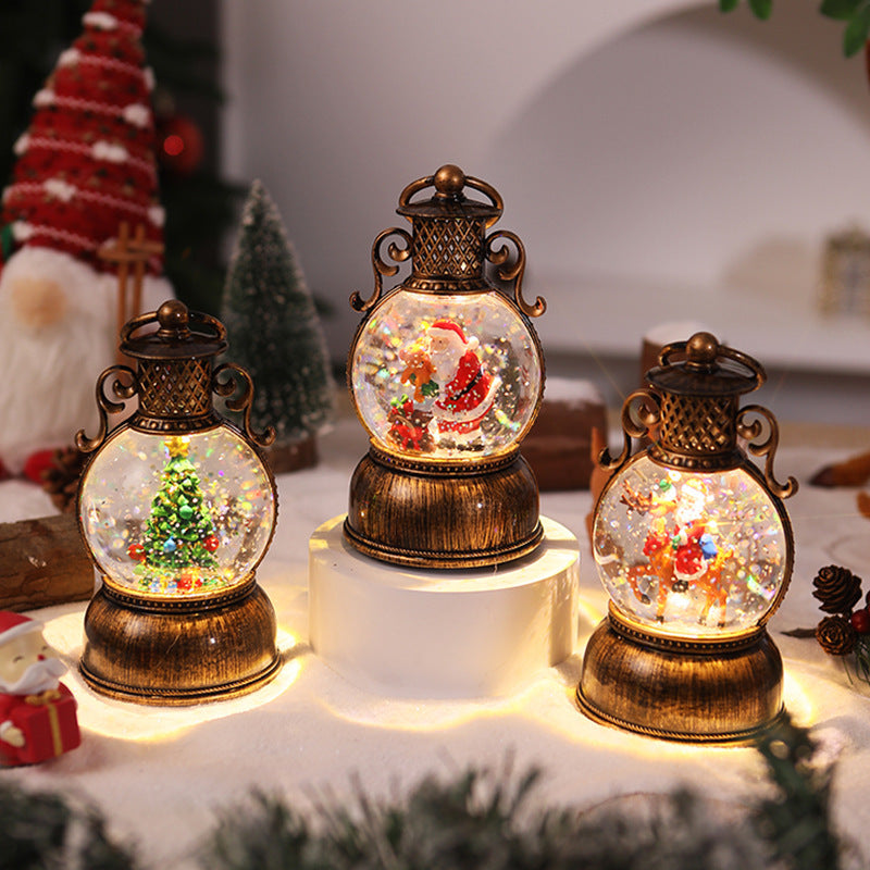 Nostalgic Christmas lantern with movable snowman scene Stornfield