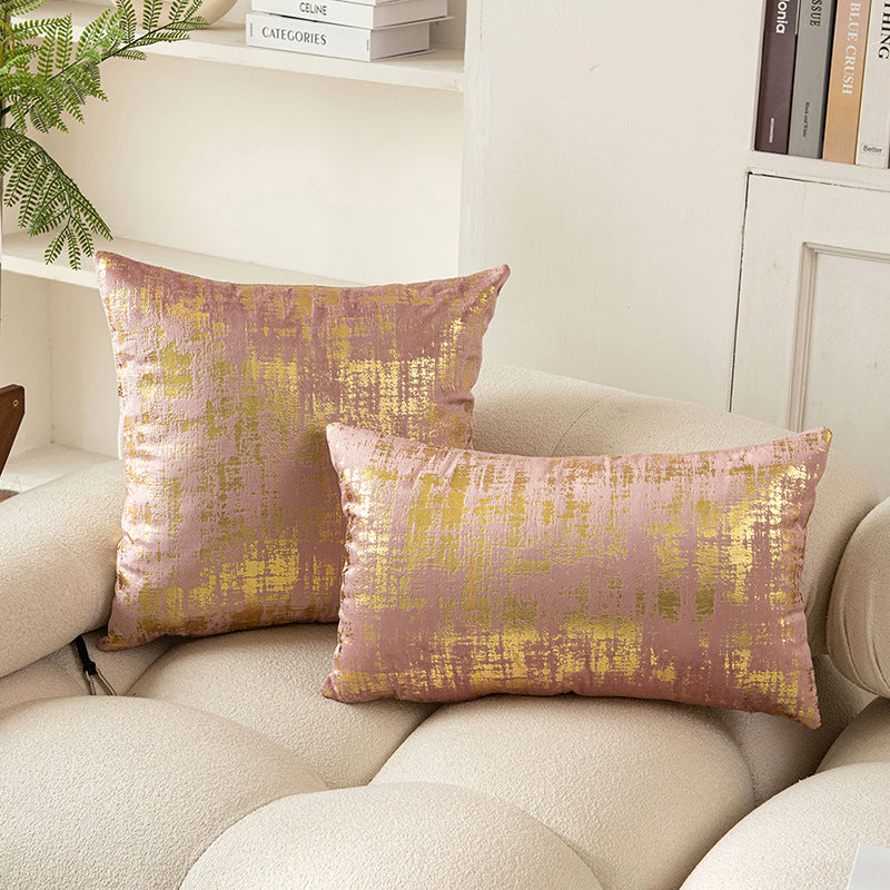 Metallic Abstract Jacquard Throw Pillow Cover Set with Hidden Zipper