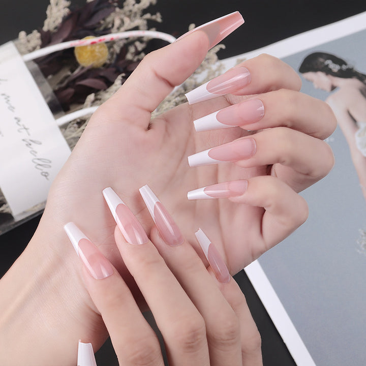 Elegant Stiletto Press-On Nail Set with Two-Tone Design Stornfield