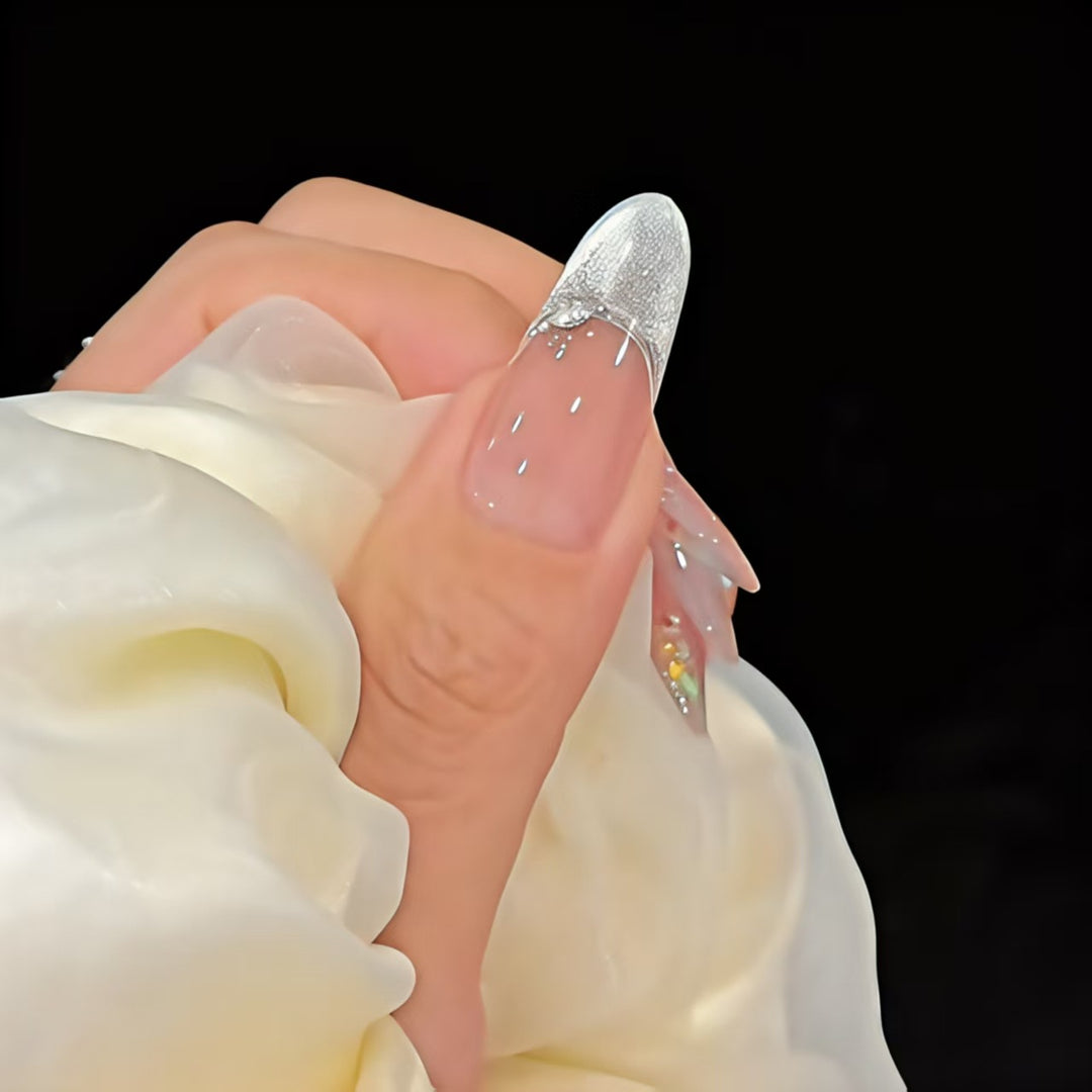 Decorative Gel Nail Extensions with Star Accents