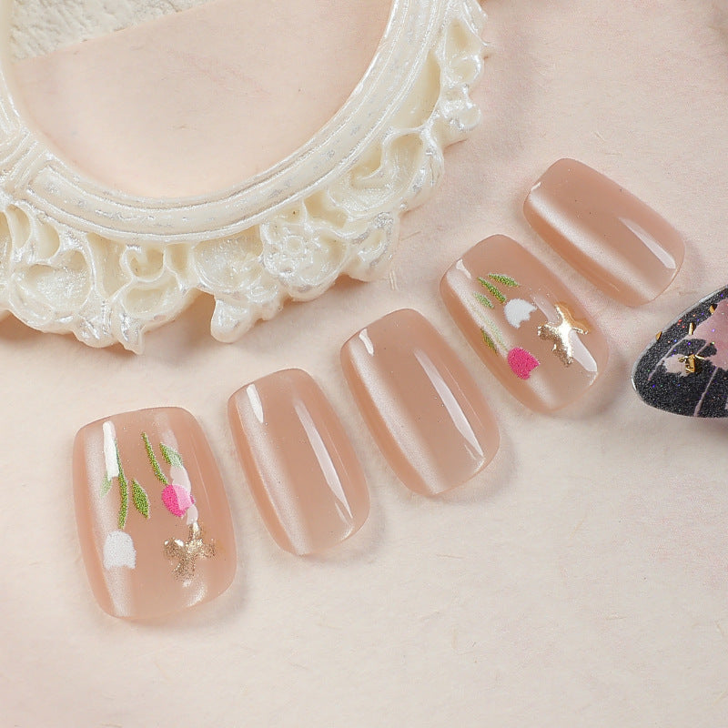 Elegant Glitter-Accent Press-On Nail Set
