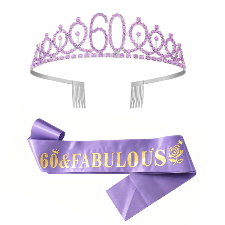 Women's Glittering Birthday Tiara Set with Sash Stornfield