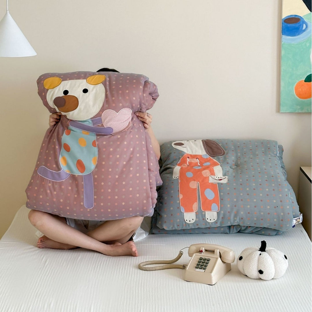 Reversible Duvet Cover Set with Appliqué Bunny Corner and Brushed Microfiber