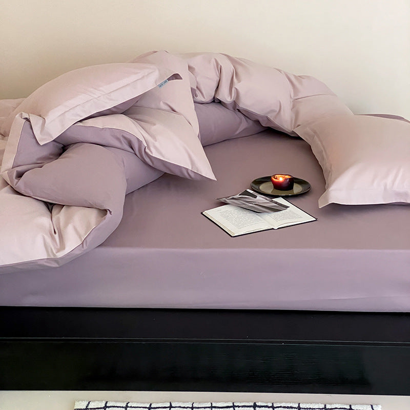 Reversible satin duvet cover set with silky soft finish and hotel closure