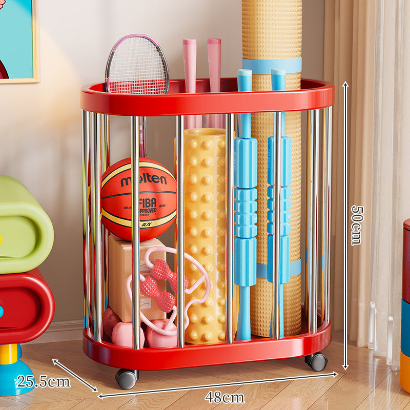 Vertical Rolling Sports Equipment Storage Caddy with Open-Bar Frame and Swivel Casters