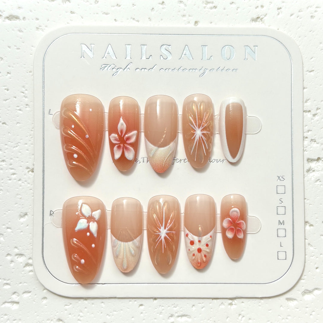 Decorative Floral Articulation Press-On Nail Set