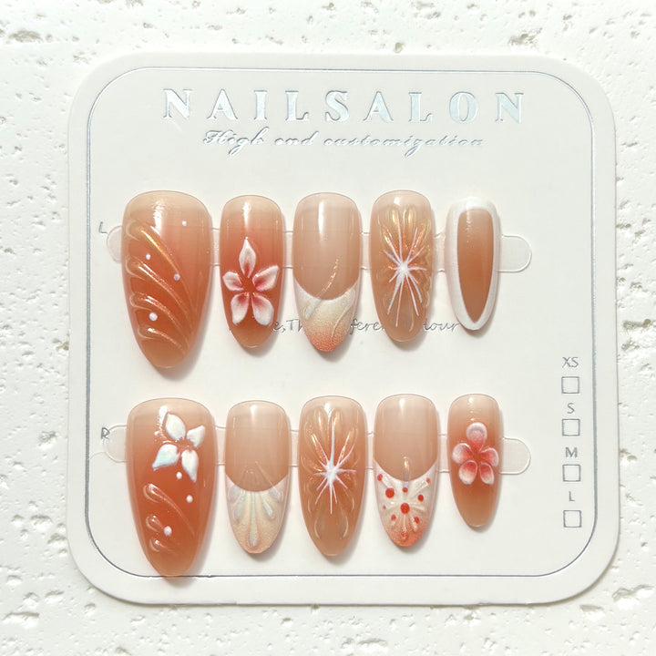 Decorative Floral Articulation Press-On Nail Set