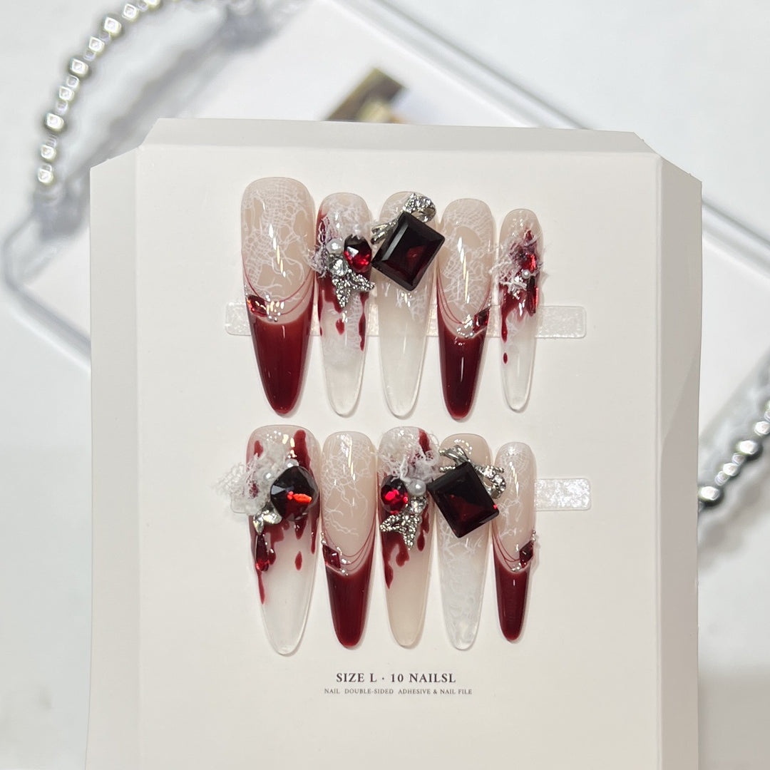 Artistic Press-On Nail Set with Elegant Floral Design Stornfield