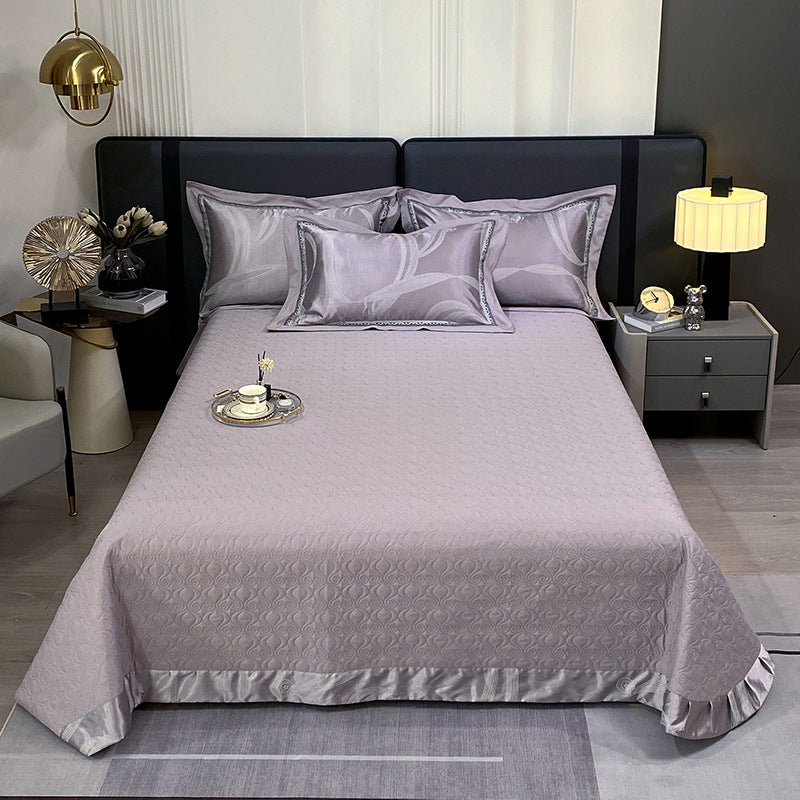Quilted Microfiber Matelassé Bedspread with Satin Border & Matching Pillow Shams