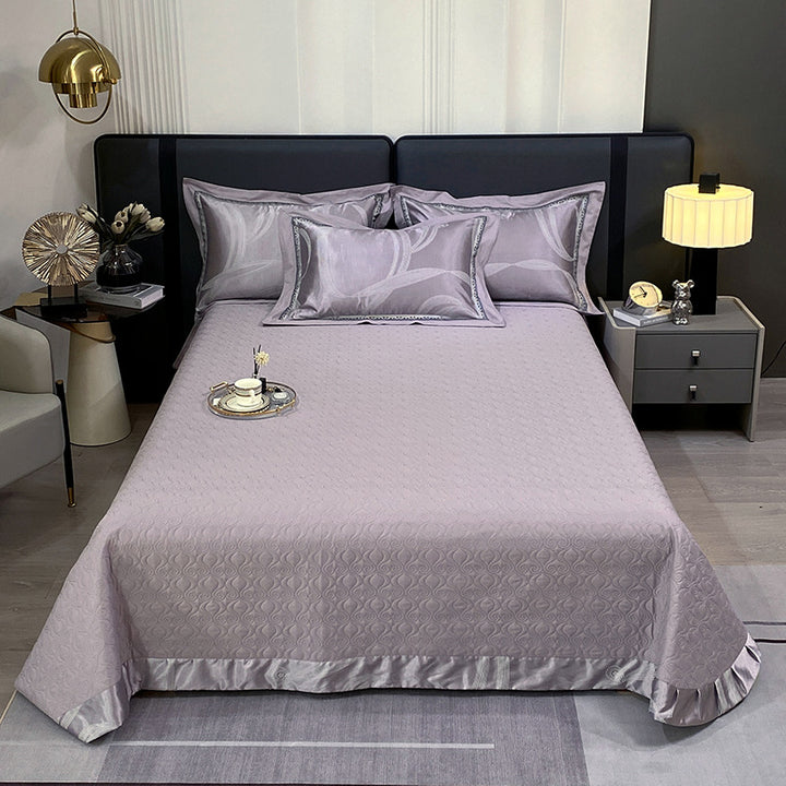 Quilted Microfiber Matelassé Bedspread with Satin Border & Matching Pillow Shams