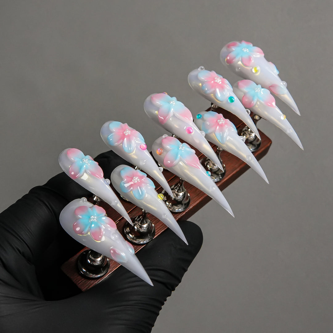 Decorative Floral Stiletto Press-On Nails