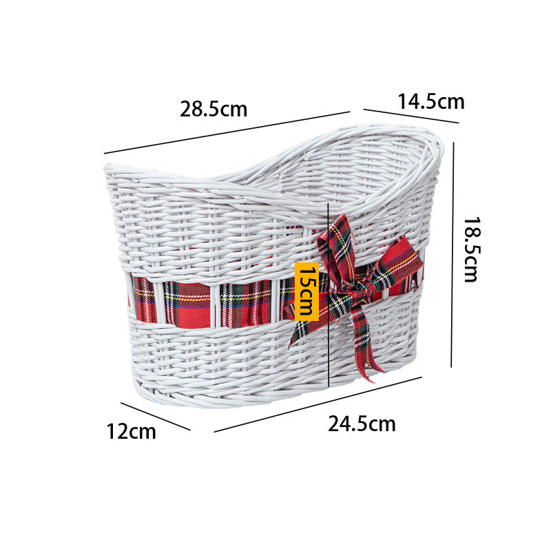 Decorative Woven Storage Basket with Festive Ribbon Stornfield