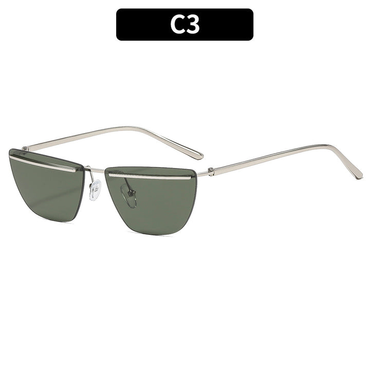 Geometric Cat-Eye Sunglasses with Gold Accents