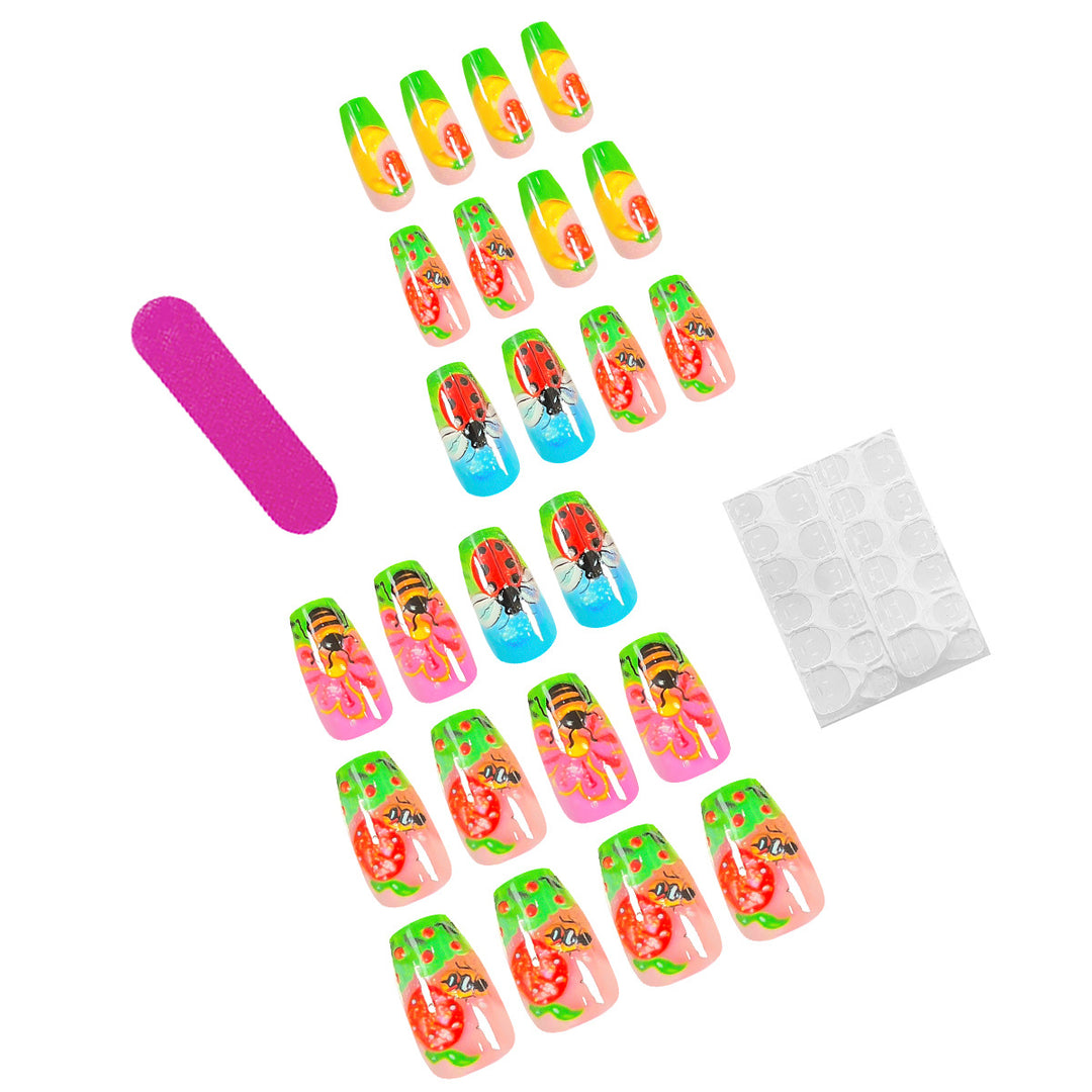 Artistic nail art with insect and flower motifs Stornfield