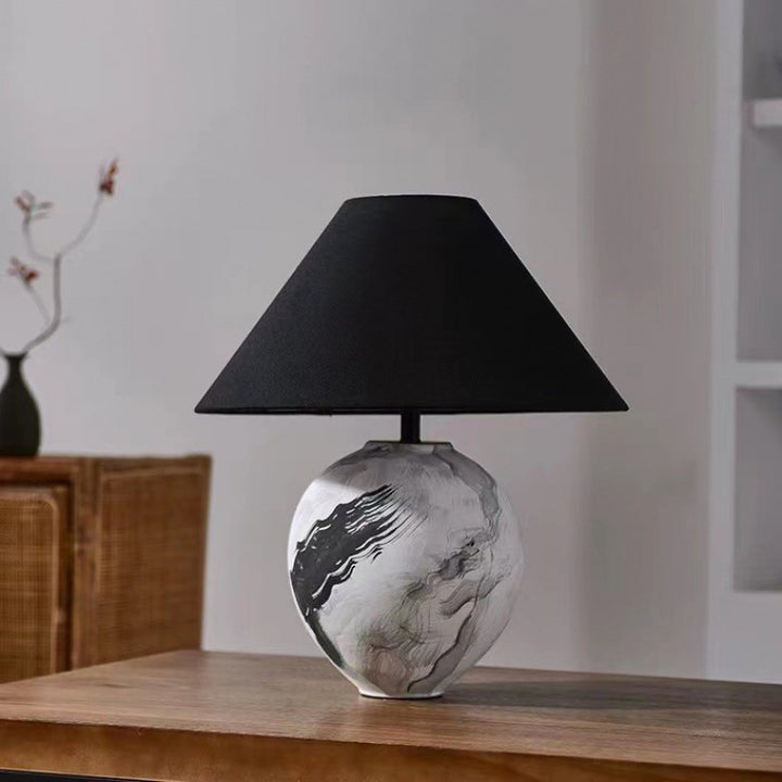 Artistic Table Lamp with Geometric Base