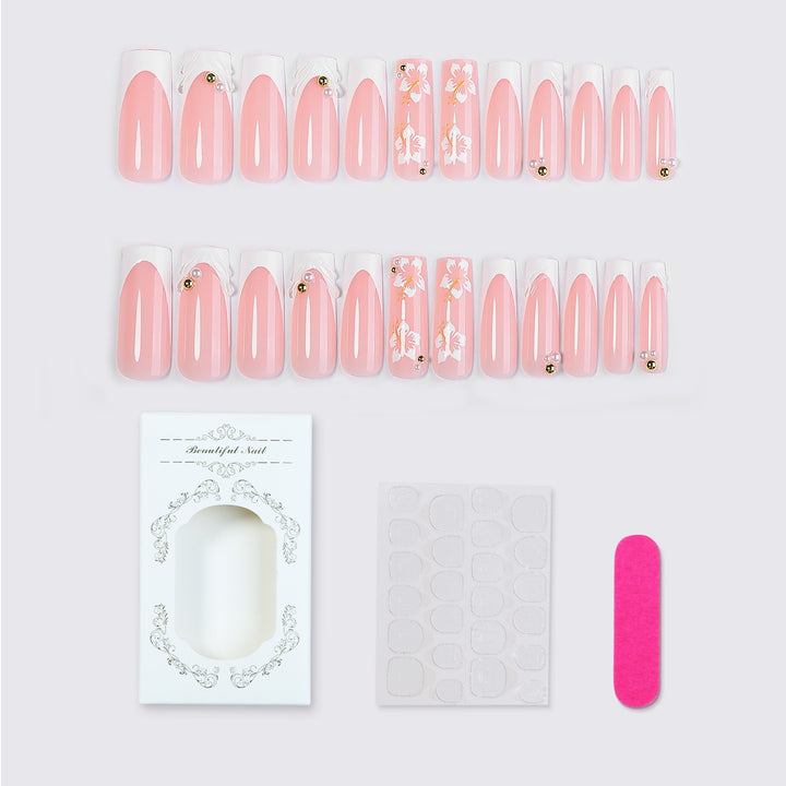 Artificial nail set with artistic flower designs Stornfield