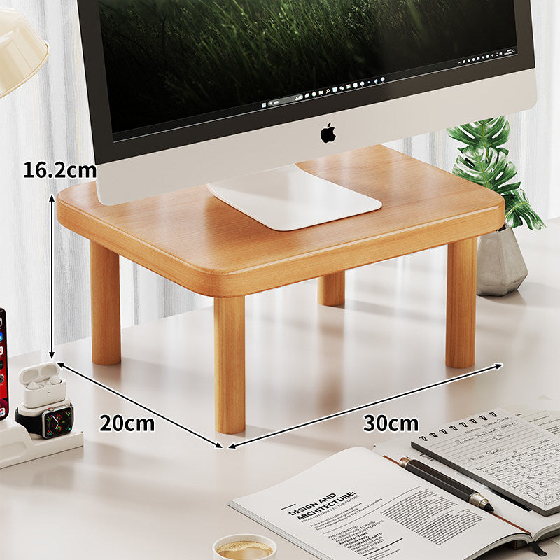 Compact Solid Wood Monitor Riser Stand with Four Round Legs