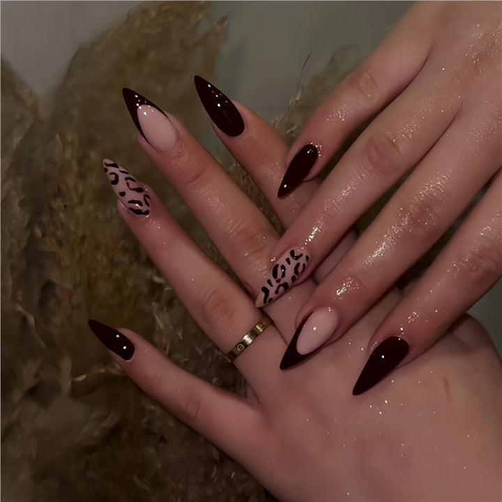Elegant Stiletto Press-On Nails with Animal Print Design Stornfield