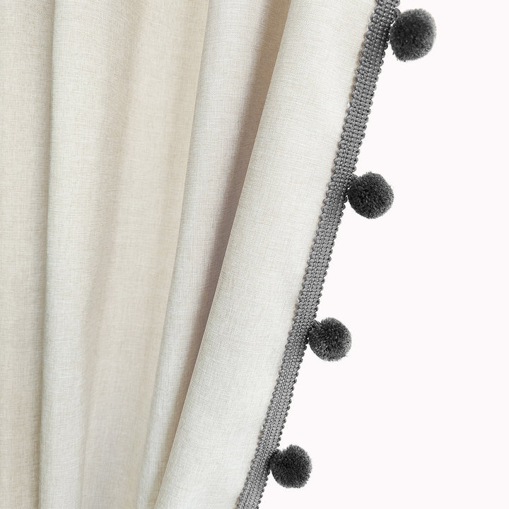 Textured Pom Pom Trim Shower Curtain Stornfield