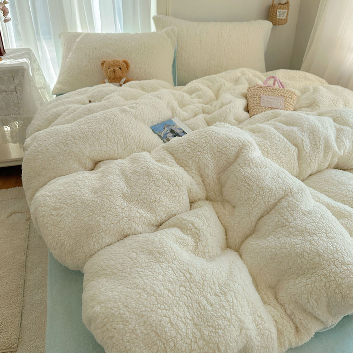 Plush Sherpa Reversible Down-Alternative Comforter Set with Hypoallergenic Fill and Pillow Shams