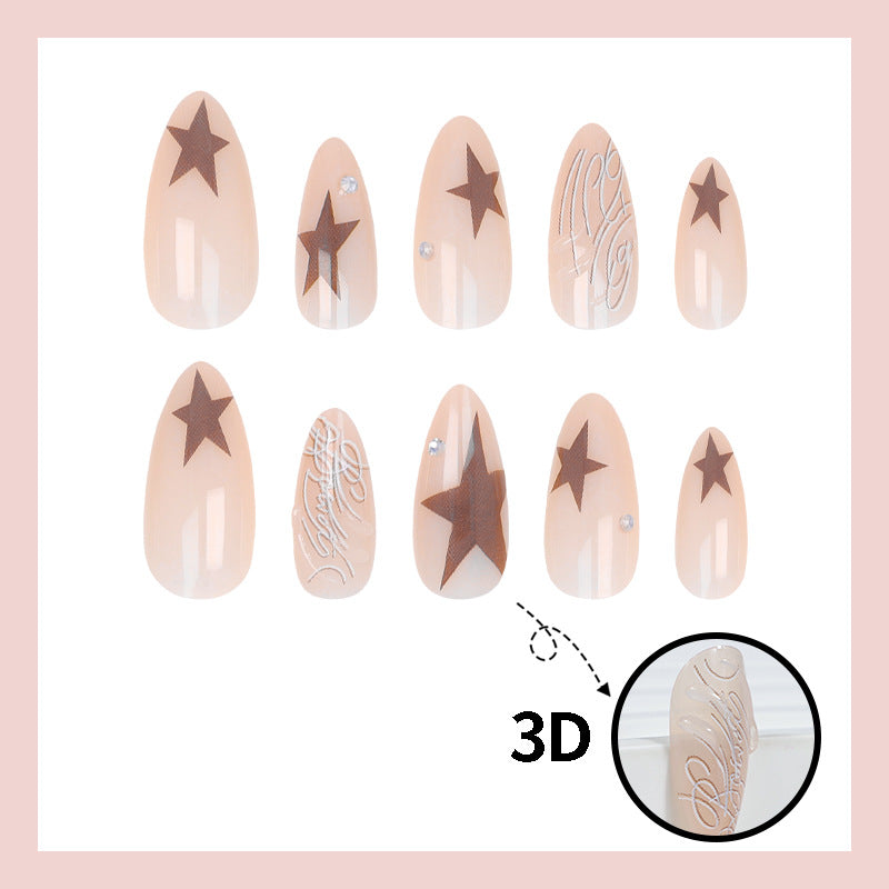 Artificial nail set with elegant star motifs and glitter accents Stornfield