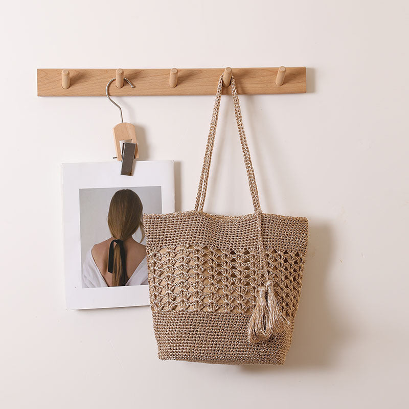 Crocheted tote bag with elegant tassels Stornfield