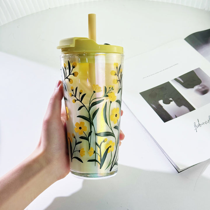 Women's drinking cup with practical silicone protective sleeve and decorative floral patterns Stornfield