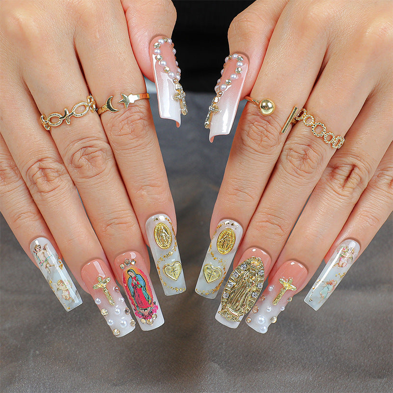 Glamorous artificial nail set with elegant decorations and glitter accents Stornfield