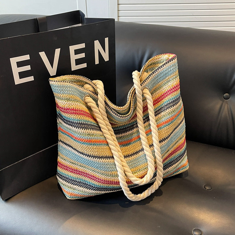 Spacious Striped Beach Tote Stornfield