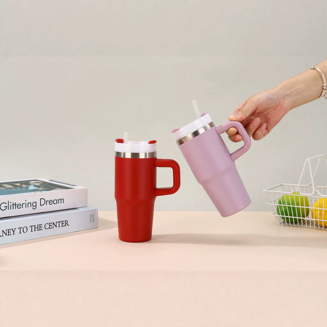 Unisex noble insulated cup with practical straw Stornfield