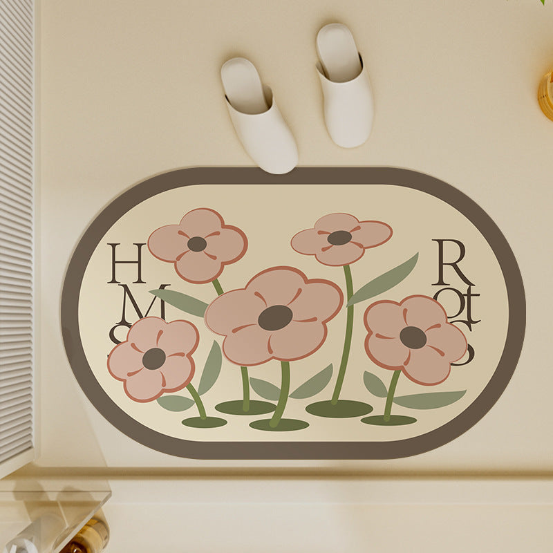 Floral Pattern Bath Mat for Bathroom