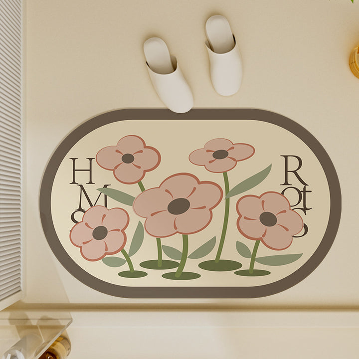 Floral Pattern Bath Mat for Bathroom