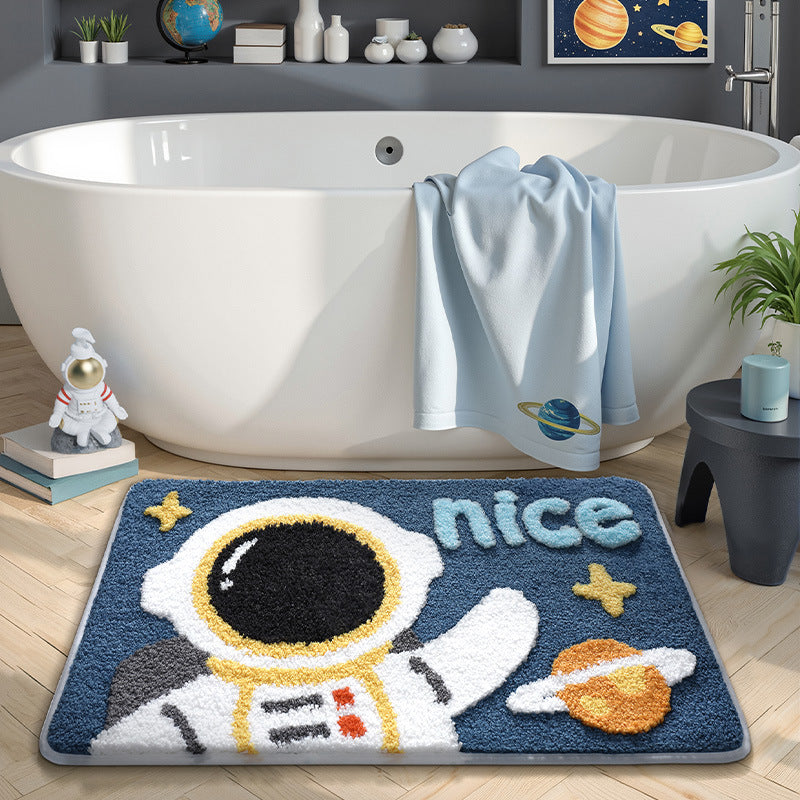 Playful UFO-Themed Bathroom Rug