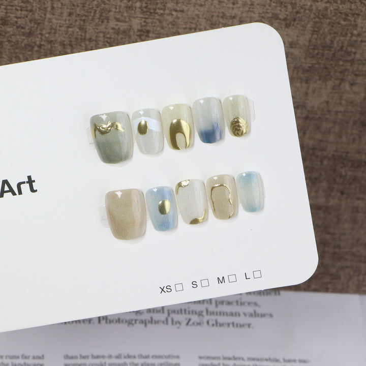 Artistic Marble Effect Press-On Nail Set Stornfield