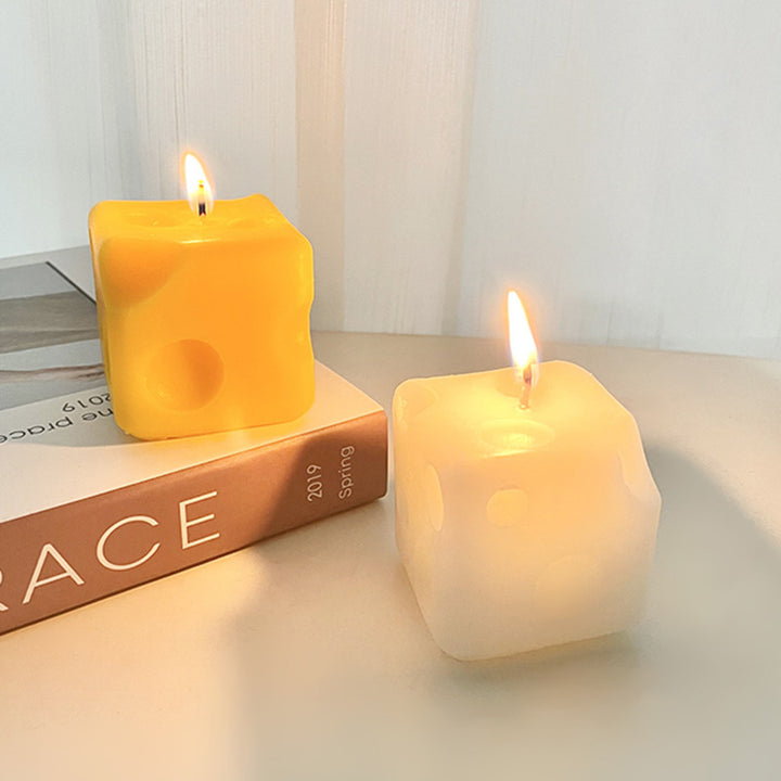 Hand-Poured Scented Cube Candle with Hollow Dimple Texture and Cotton Wick