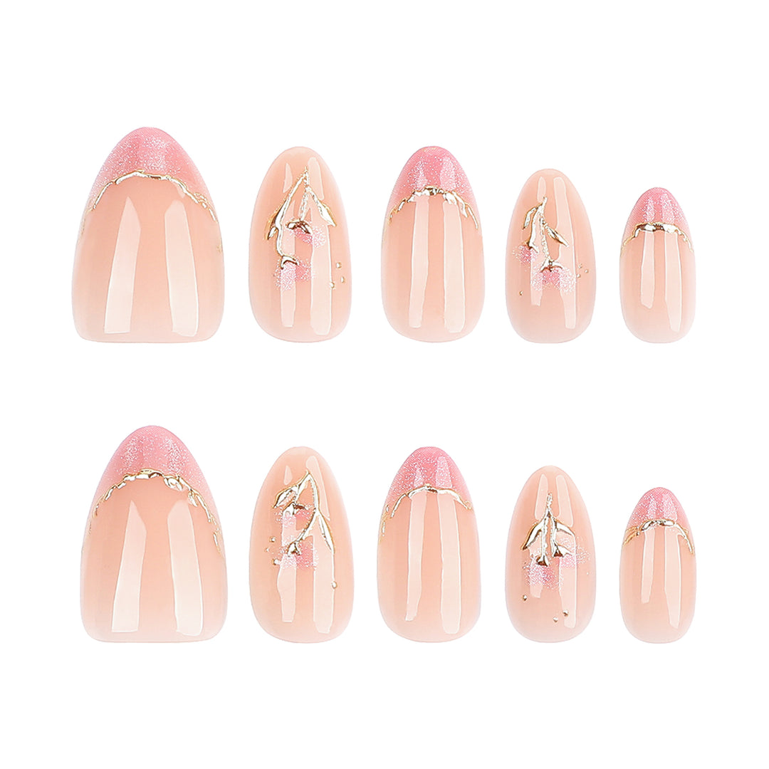 Elegant artificial nails with floral design and glitter Stornfield