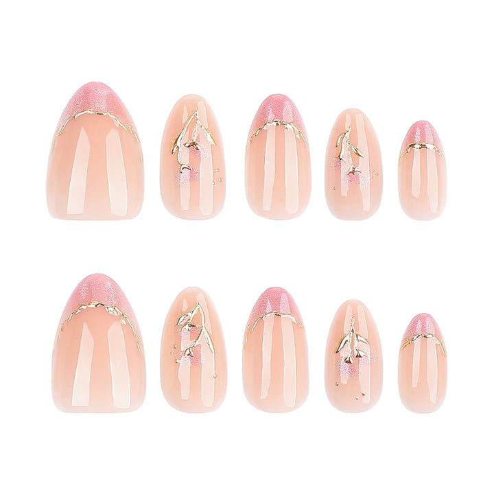 Elegant artificial nails with floral design and glitter Stornfield