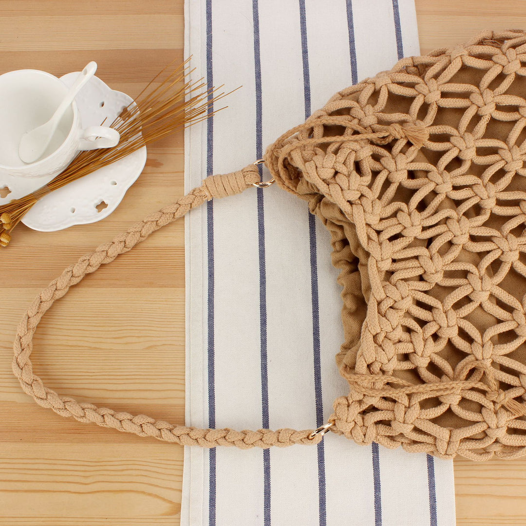 Trendy Macrame Bag with Braided Carry Handle Stornfield