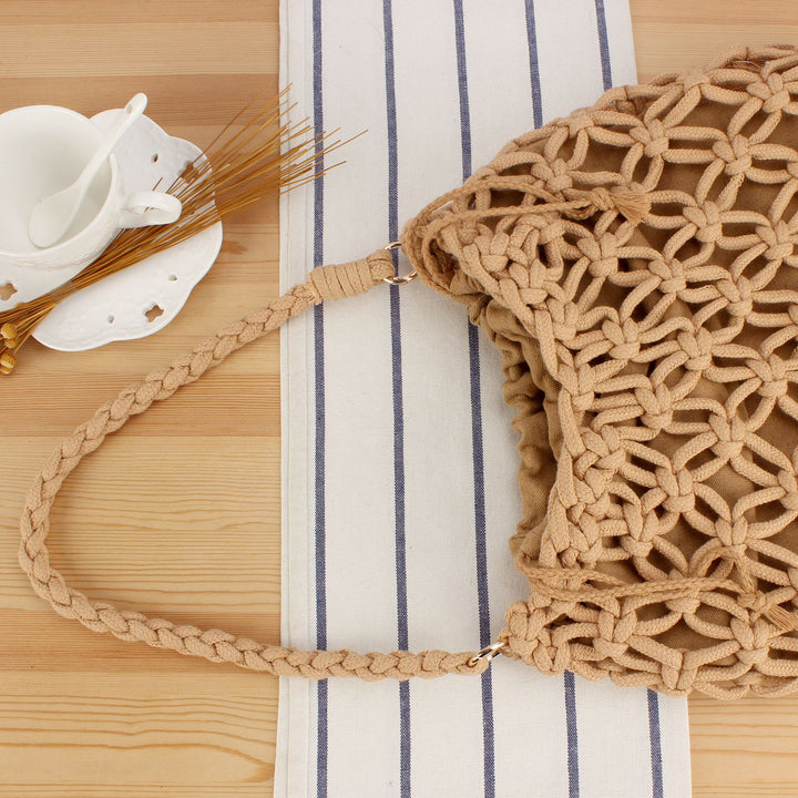 Trendy Macrame Bag with Braided Carry Handle Stornfield