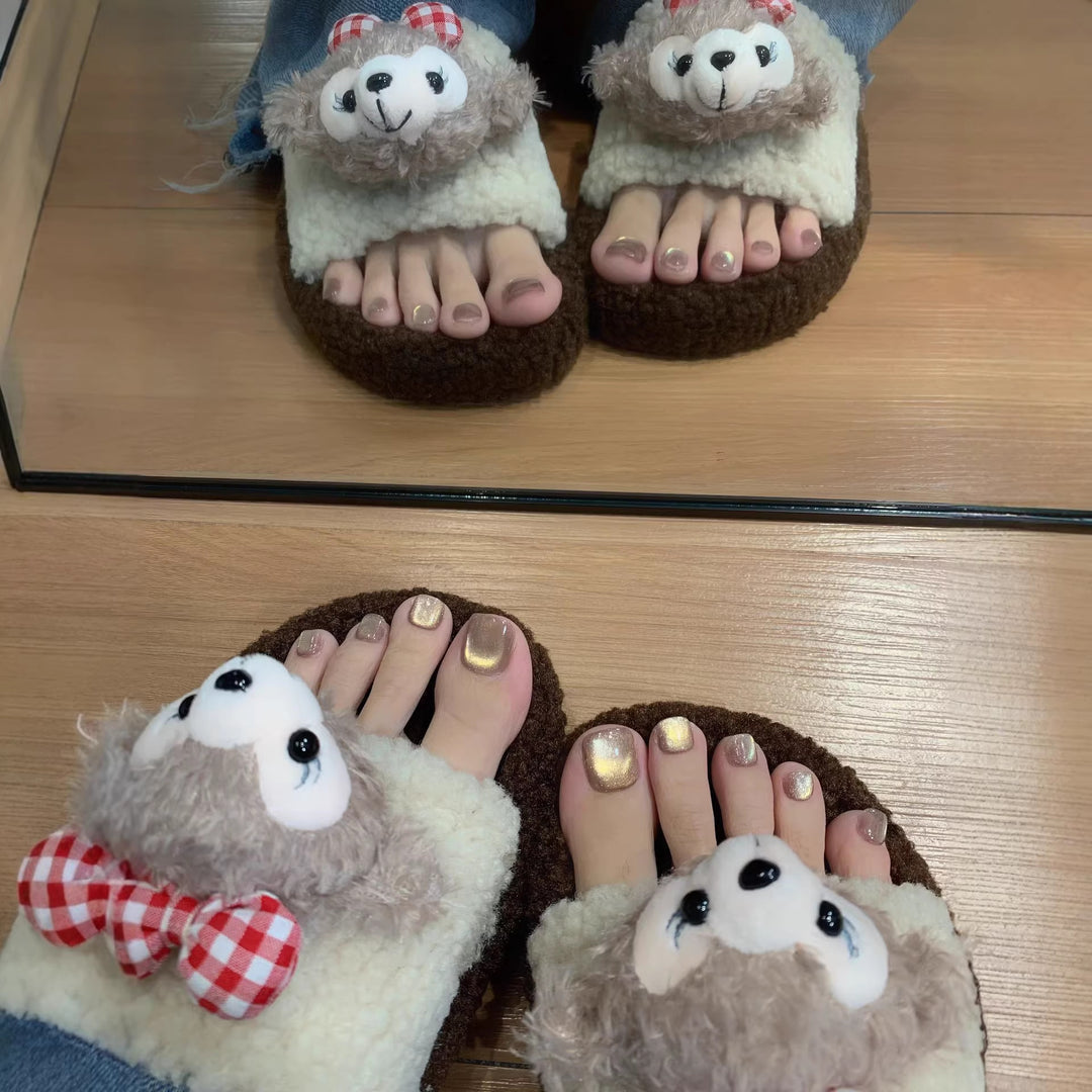 Cute Plush Slippers with Animal Design