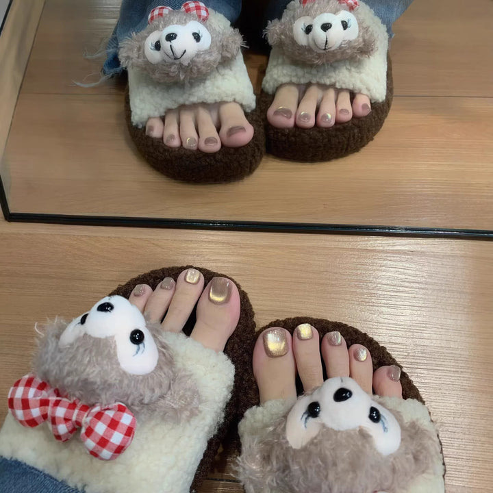 Cute Plush Slippers with Animal Design
