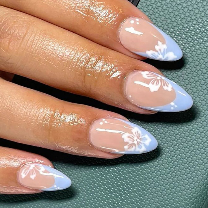 Elegant Floral-Design Stiletto Press-On Nails Stornfield