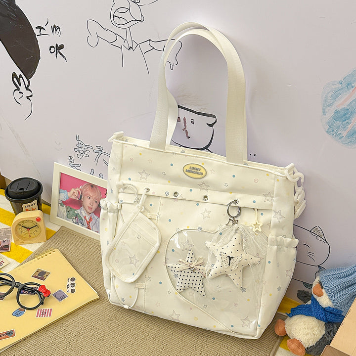 Stylish Multi-Pocket Star-Appliqué Backpack Stornfield