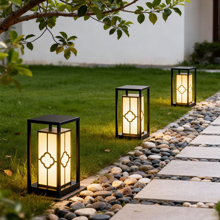 Japanese-Inspired LED Outdoor Lantern With Wooden Frame Stornfield