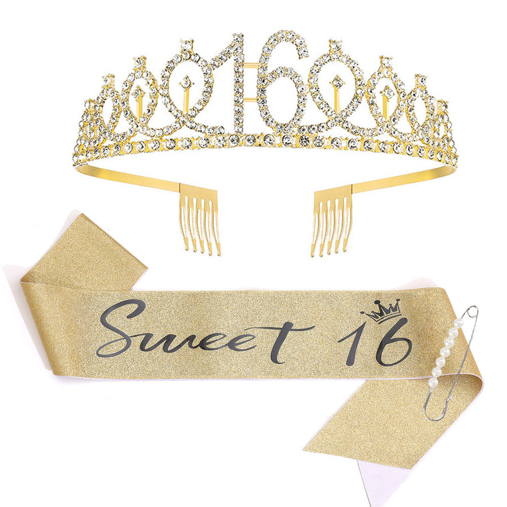 Ladies Sparkling Tiara with personalized 80th Birthday Inscription Stornfield